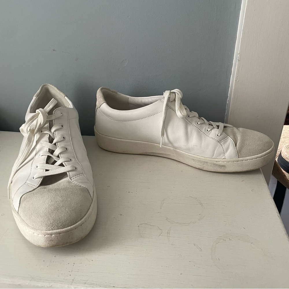 VINCE white leather and suede sneakers